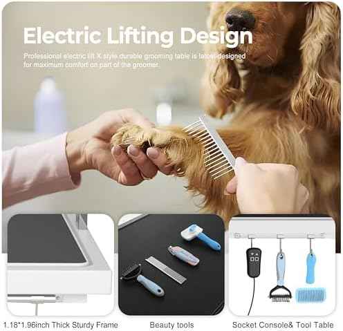 Electric Lift Pet Dog Grooming Table, Upgrade 50 Inch Heavy Duty 9'' -36'' Adjustable Height Professional Pet Grooming Table with Tool Organizer, Adjustable Overhead Arm for Large Dogs at Home, White