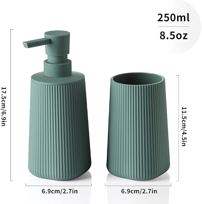 Bathroom Accessories 2 Piece Soap Dispenser and Toothbrush Holder Set Striped - Image 3