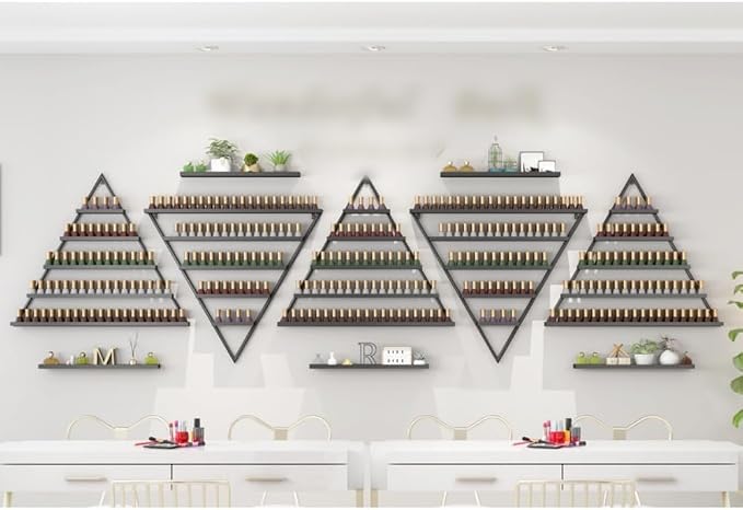 Elegant Wall Mounted Nail Polish Storage Rack Set of 10 Triangular Cosmetic by Unknown