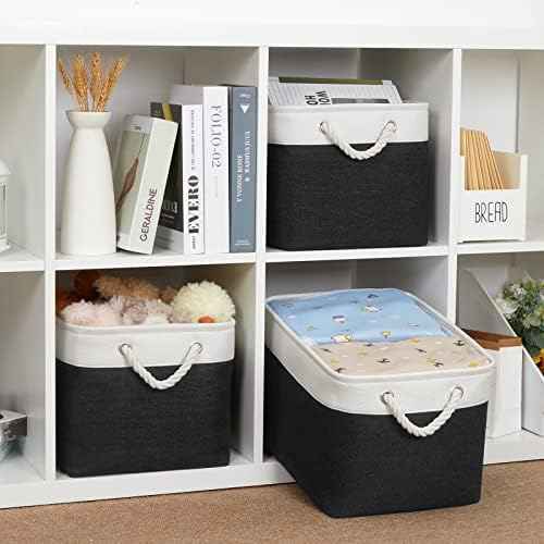 Bidtakay Black Storage Baskets for Shelves [3-pack] Collapsible
