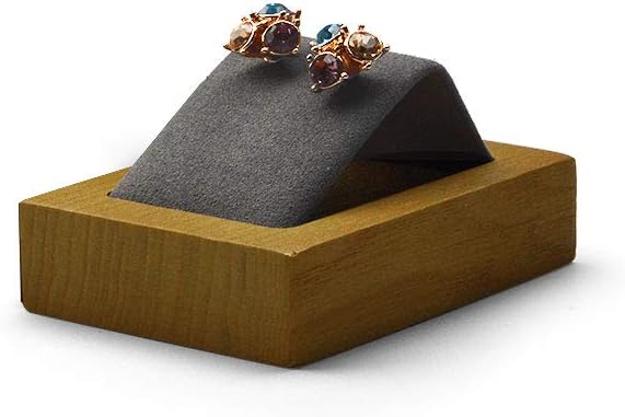 Solid Wood Earring Jewelry Display Stand with Microfiber Finish