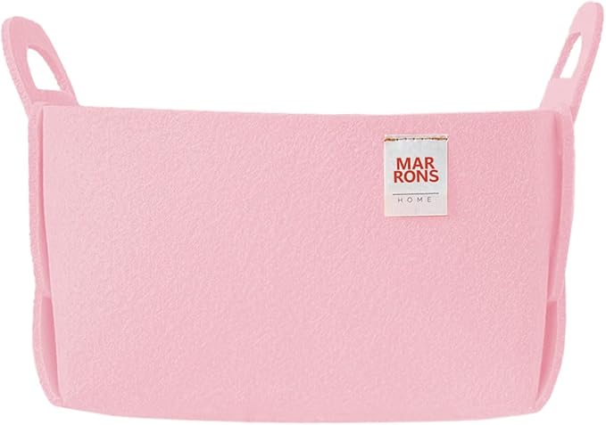 Collapsible Felt BABYPINK Storage Bin Small 7.1"x5.1"x5.1" – Foldable Basket by MARRONS