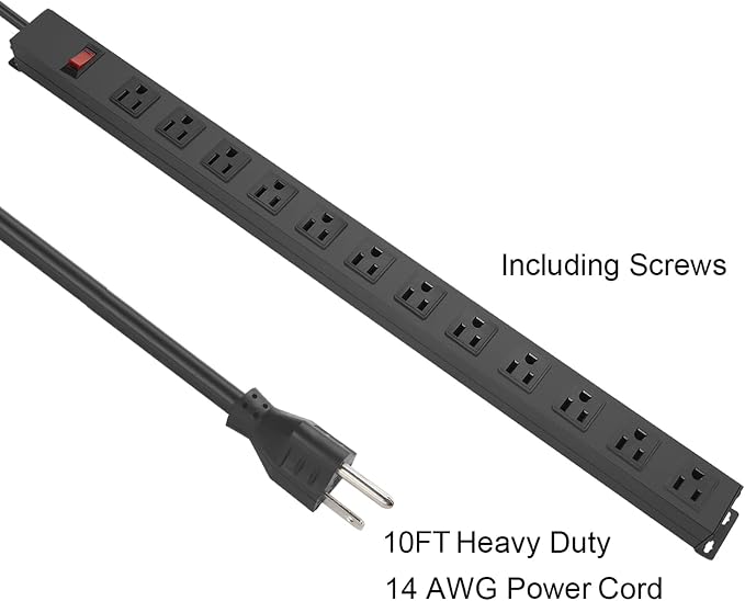 HHSOET Metal Wall Mount Power Strip, Mountable Power Outlet - Image 4