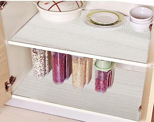 Shelf Liners for Kitchen Cabinets 24 Inch Wide X 20 Ft Non Adhesive Cabinet Drawer Liner Clear Non Slip Waterproof Shelves Liner for Refrigerator Closet Cupboard Pantry Bathroom