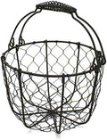 CVHOMEDECO. Round Chicken Wire Egg Basket Fruit Basket with Swing