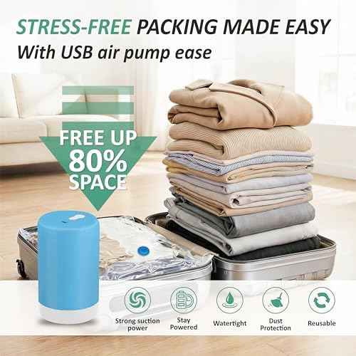 Travel Vacuum Storage Bags with Rechargeable Cordless USB Pump, 35 Combo