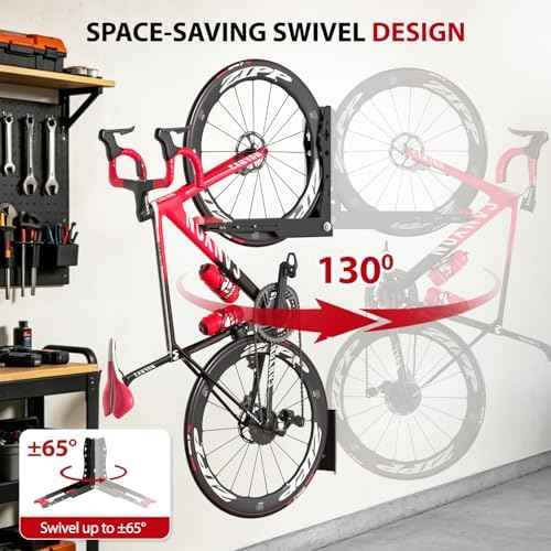 Swivel Bike Wall Mount,No Heavy Lifting Bike Wall Mount,Space-Saving Bike Rack Garage,Holds Up to 77 lbs,Vertical Bike Wall Hangers for Garage & Home Storage Solution,2-Pack