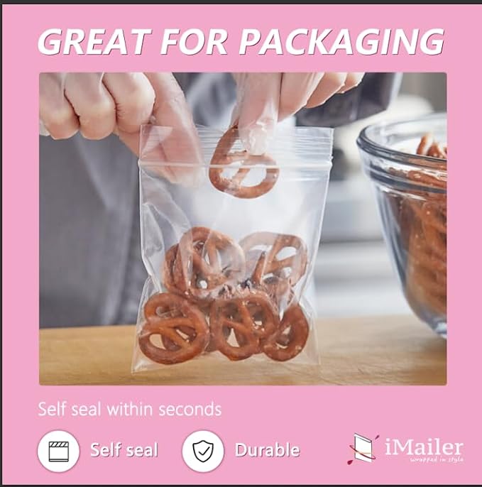 iMailer - 100 Pcs- 12" x 18" Reclosable Plastic Zip Poly Bags 2 Mil - Clear Zip - Image 5
