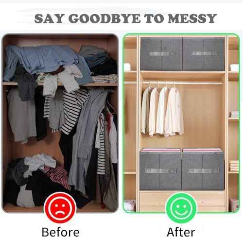 6 PACK Jeans Organizers for Closet, Foldable Wardrobe Clothes Organizer, Stackable Closet Clothes Drawer Organizer Tshirts with 7 Grids for Leggings, Sweater, Jean, Pants, Grey