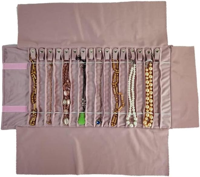Portable Jewelry Roll Untangled Secure Necklace Travel Storage Bag Displays - Image 2