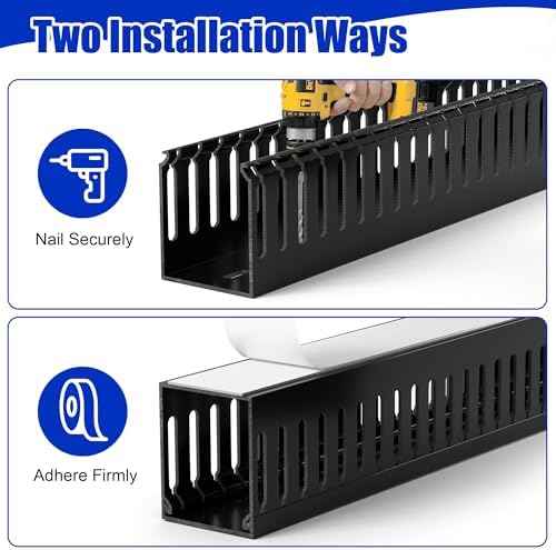2" H x 2" W Cable Raceway, 66in Under Desk Wire Management Channel, Black