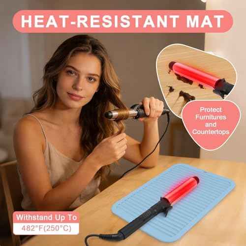Silicone Heat Resistant Mat for Hair Tools, Oversize, Blue