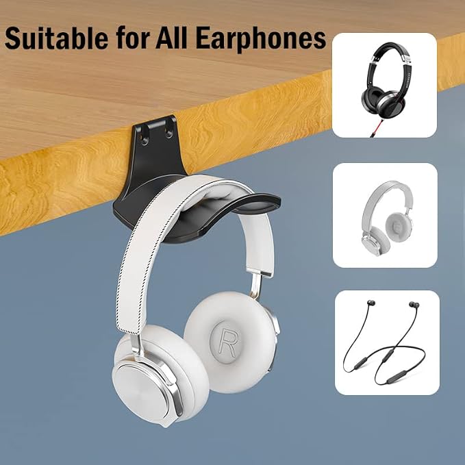2-Pack Never Fall Headphone Hooks Hanger Wall Mount, Headset Holder Stand - Image 2