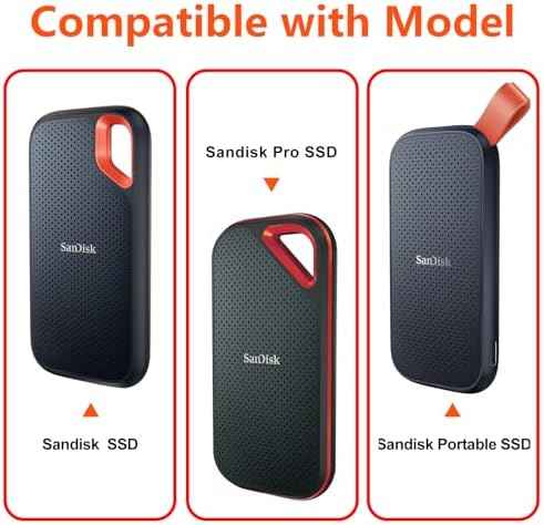 Hard Case for SanDisk Extreme Pro/SanDisk Extreme Portable External SSD 500GB 1TB 2TB 4TB 8TB, Travel Case for External Solid State Drive USB Cable, Protective Cover Storage Bag Fit Memory Card SD
