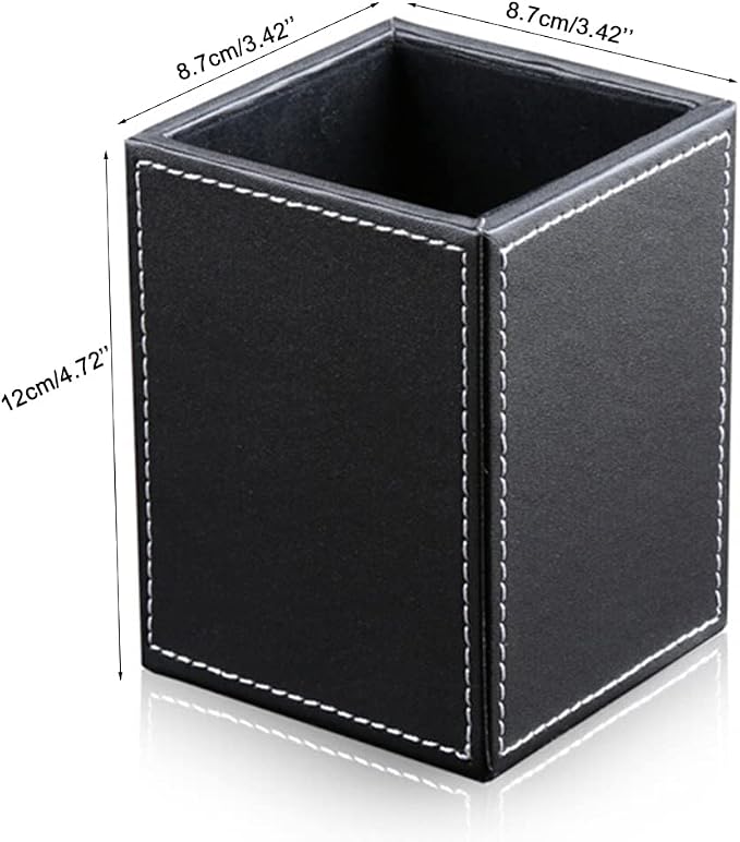 KINGFOM PU Leather Square Pens Pencils Holder Cup Desktop Stationery Organizer - Image 3