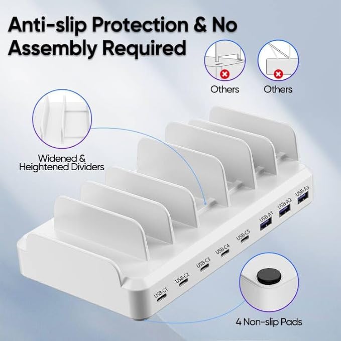 300W Charging Station for Multiple Devices, 8 Port Multi USB C Fast Charger - Image 4