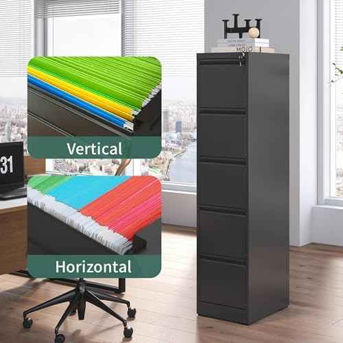 5 Drawer File Cabinet with Lock,Metal File Cabinet for Home Office