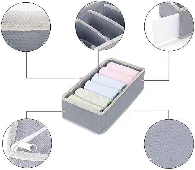 4 Piece Drawer Organiser, Collapsible Non-Woven Sorting Box, Closet Divider - Image 4