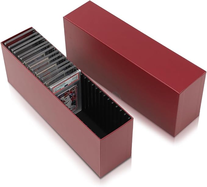 GRAND ORANGE Slotted Graded Card Boxes Slat Storage Boxes Red Hold 26 PSA by GRANDORANGE