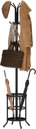 Coat Rack Freestanding with Umbrella Holder – Metal Hanger Stand, Hall Tree by Unknown