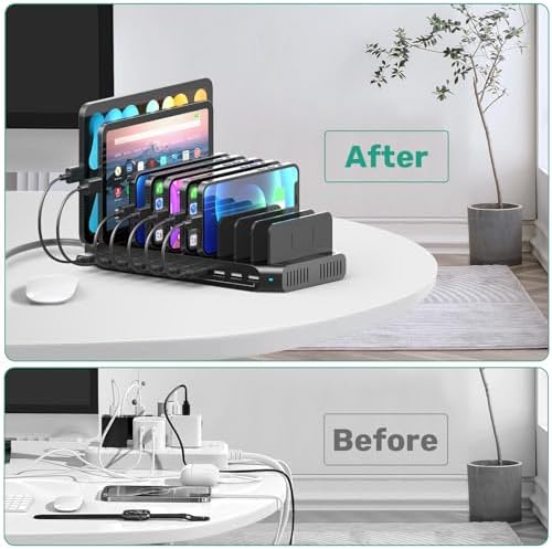 SUIDEK 10-Port Multi Charging Station, 60W USB Tablet Charging Station