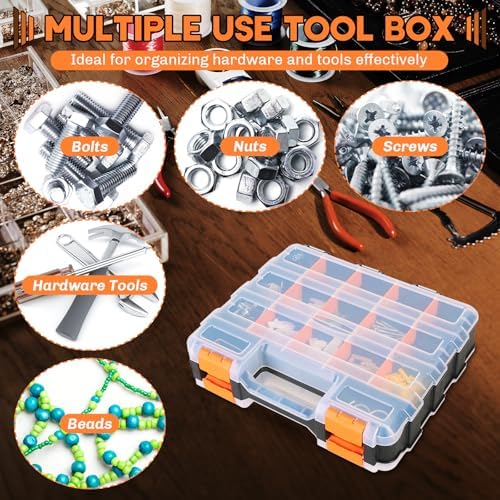 Small Parts Organizer Storage Case Tools Box 34-Compartments