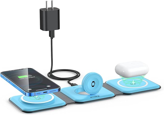 Wireless Charger 3 in 1, RTOPS Magnetic Travel Wireless Charging Station by RTOPS