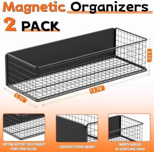 ULIBERMAGNET Magnetic Baskets Fridge Organizers, Large Capacity Metal