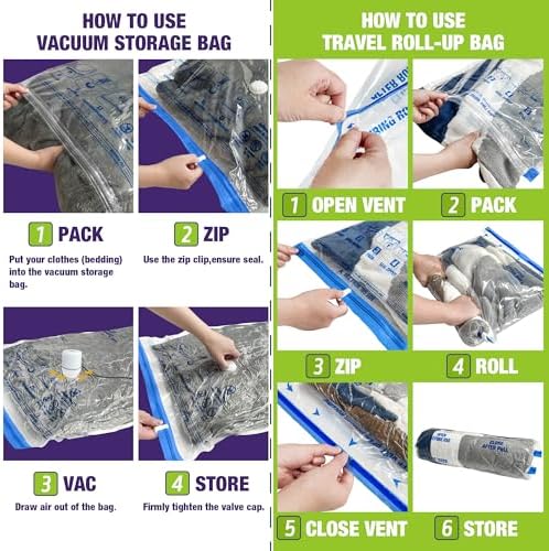 HIBAG Vacuum Storage Bags with Electric Pump, Vacuum Seal Bags for Clothing, Pillows, Blanket Bedding Comforters, 20 pack
