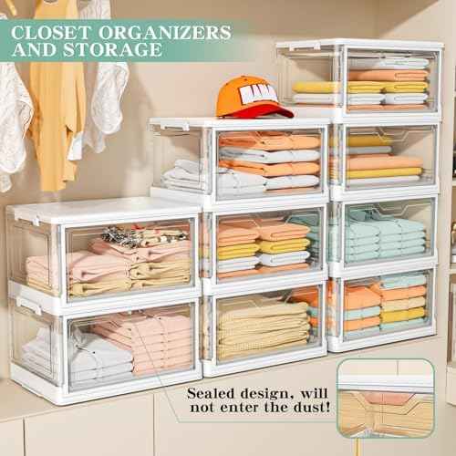 Kmiectse Clear Storage Bins with Lids - 4 Tier 23qt Plastic Stackable Bins