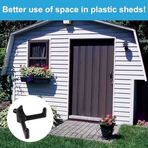 4pcs Tool Hooks for Suncast Shed, Single-Head J Hook and Double-Head Hook Set Premium Storage Sheds Tool Hangers Organization Accessories for Hanging Shovels Rakes Scissors Tools (Black)