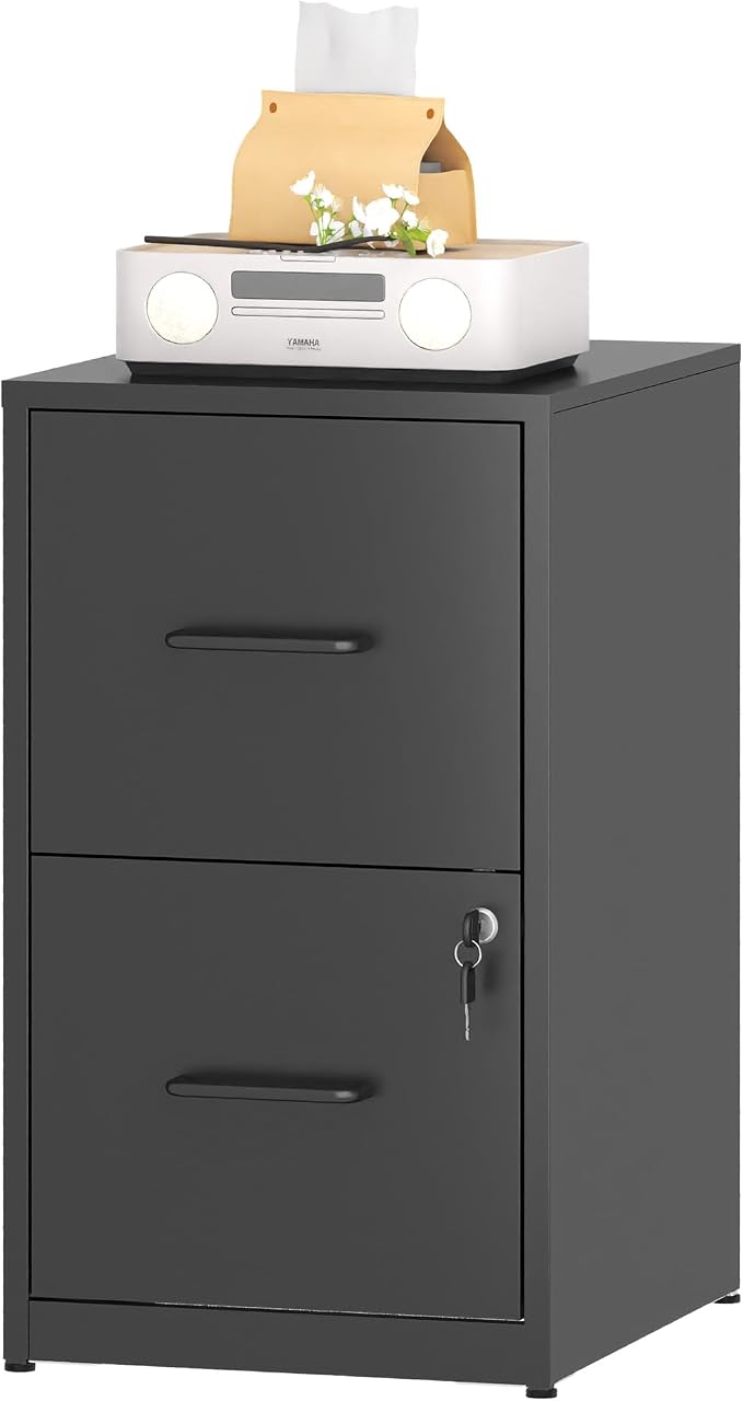 2 Drawer File Cabinet, Metal Vertical Filing Cabinet Under Desk Storage by EKJOfficials