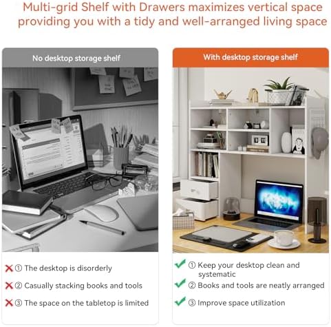 ELECWISH Desktop Bookshelf, Desk Shelf for Computer Desk, 36”, 7 Tier