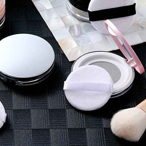 Cunhill 2 Pcs 0.17 oz Loose Powder Container with Puff, Pink, Silver