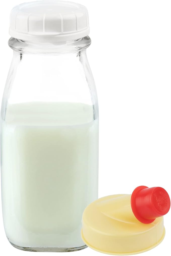 kitchentoolz Glass Creamer Bottle 12 Oz Square Glass Milk Bottle by KITCHENTOOLZ
