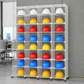 Stackable Hard Hat Storage Rack, White Iron Wire - 32 Grids