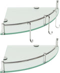 HouseMila Glass Shower Shelves, 2 Tier Tempered Glass Corner Shelf Shower by HouseMila