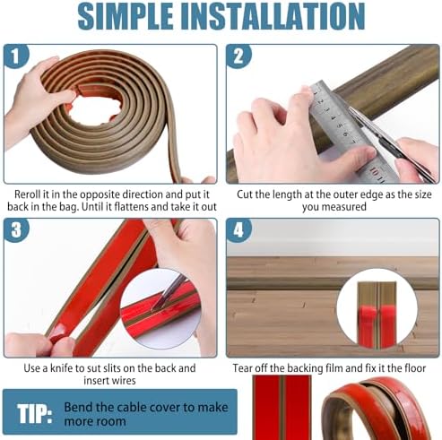 Floor Cord Covers for Wires 20FT Cable Hider Wire Cover Self Adhesive