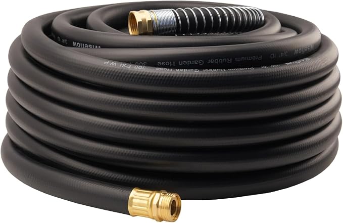 WiseFlow Garden Hose 75FT x 3/4", Heavy Duty Rubber Hose, Water Hose by Unknown