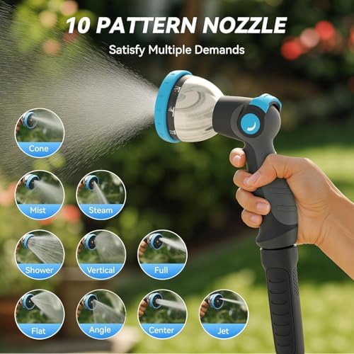Retractable Garden Hose Reel, 1/2 in x 120 ft Wall Mount Heavy Duty Hose Reel with Any-Length Lock, Auto Rewind System, 180° Swivel Bracket, and 10-Pattern Nozzle for Garden, Dark Grey