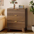 BORNOON Fluted 3 Drawer Dresser, 30.3" Tall Compact Modern Boho Chest
