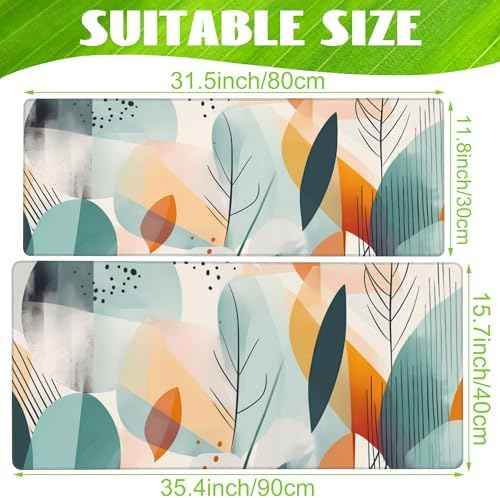 Desk Pad, Abstract Colorful Leaves Desk Mat, Large Gaming Mouse Pad with Non-Slip Base and Stitched Edge, 31.5"x11.8"