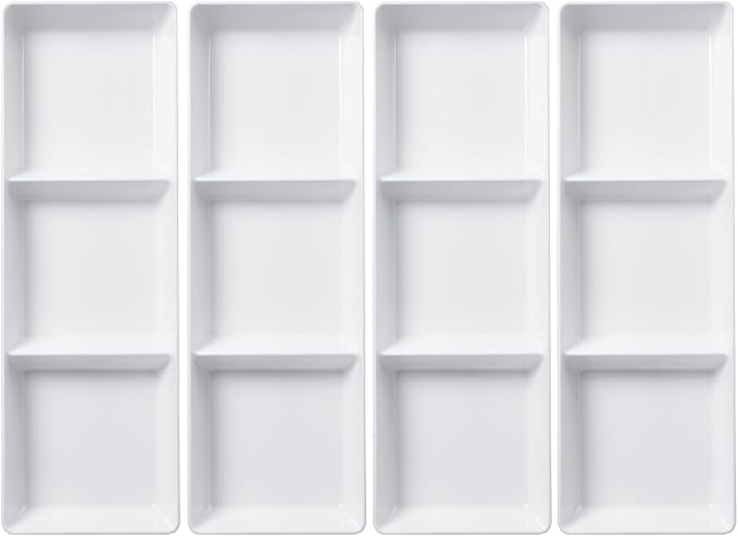 US Acrylic Avant White Plastic Divided Serving Trays 15” x 5” | Narrow Reusable - Image 6