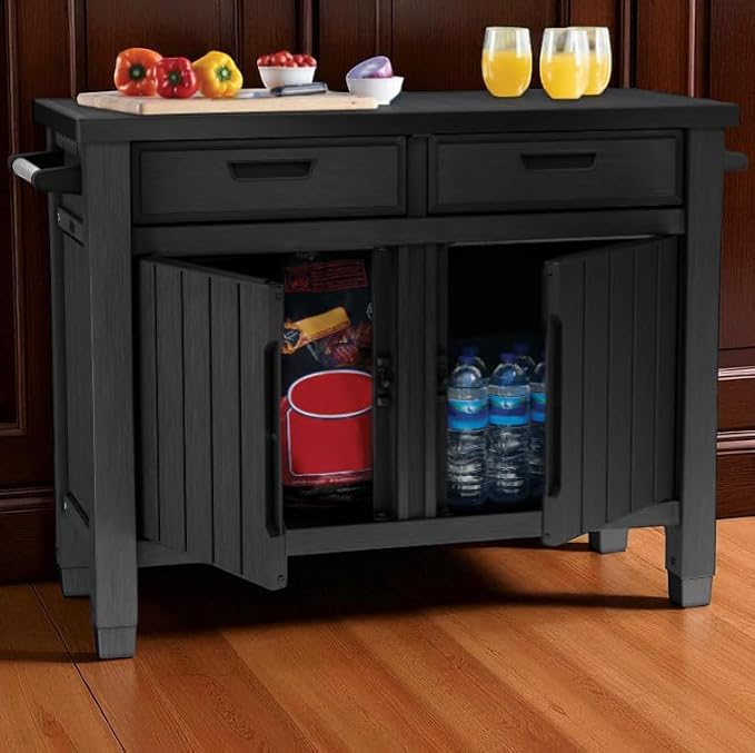 Outdoor Storage Cabinet with Drawers, Entertainment Buffet Table, Graphite Gray - Image 2