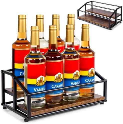 kimilus Coffee Syrup Organizer Rack, Liquor Bottle Display Shelf