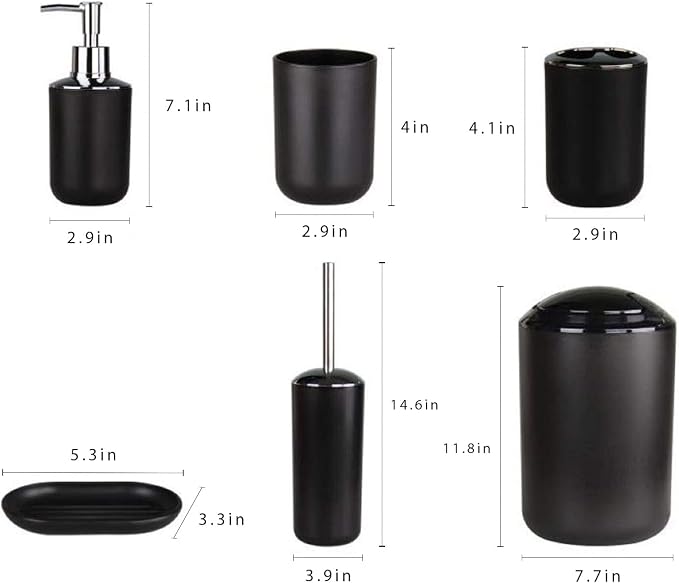 IMAVO Bathroom Accessories Set, 7 Pieces Bathroom Accessory Set, Toilet Brush - Image 4