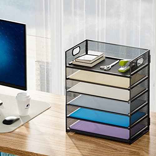 Marbrasse 2 Pack Desk Organizer with Handle, 6 Tier Paper Letter Tray