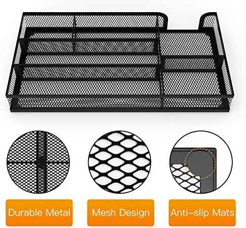 Desk Drawer Organizer, Small Metal Mesh Drawer Organizer Tray, Office Pencil Drawer Organizer Accessories for Desktop, Bathroom, Kitchen, Makeup, Vanity