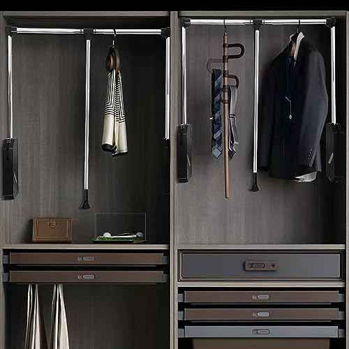 Pull Down Closet Rod, Stainless Steel Adjustable 26''-35'', 60 lbs Capacity