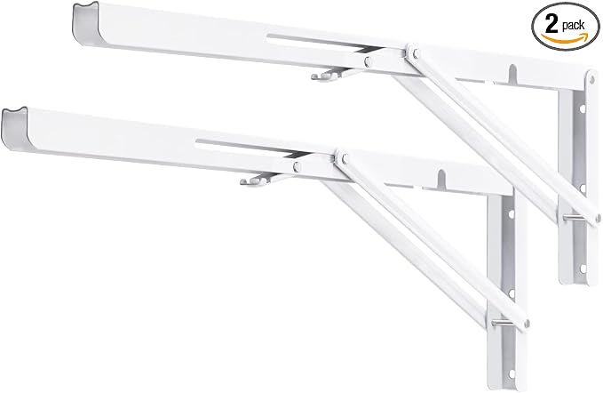 YUMORE White Folding Shelf Brackets, 20 Inch Heavy Duty L Bracket, DIY by YUMORE